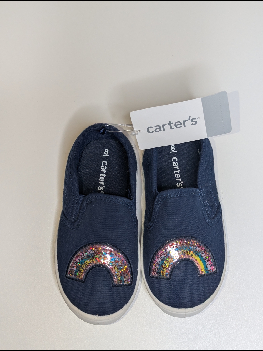 Carter's Navy Kids Slip-On Shoes with Sparkle Rainbow
